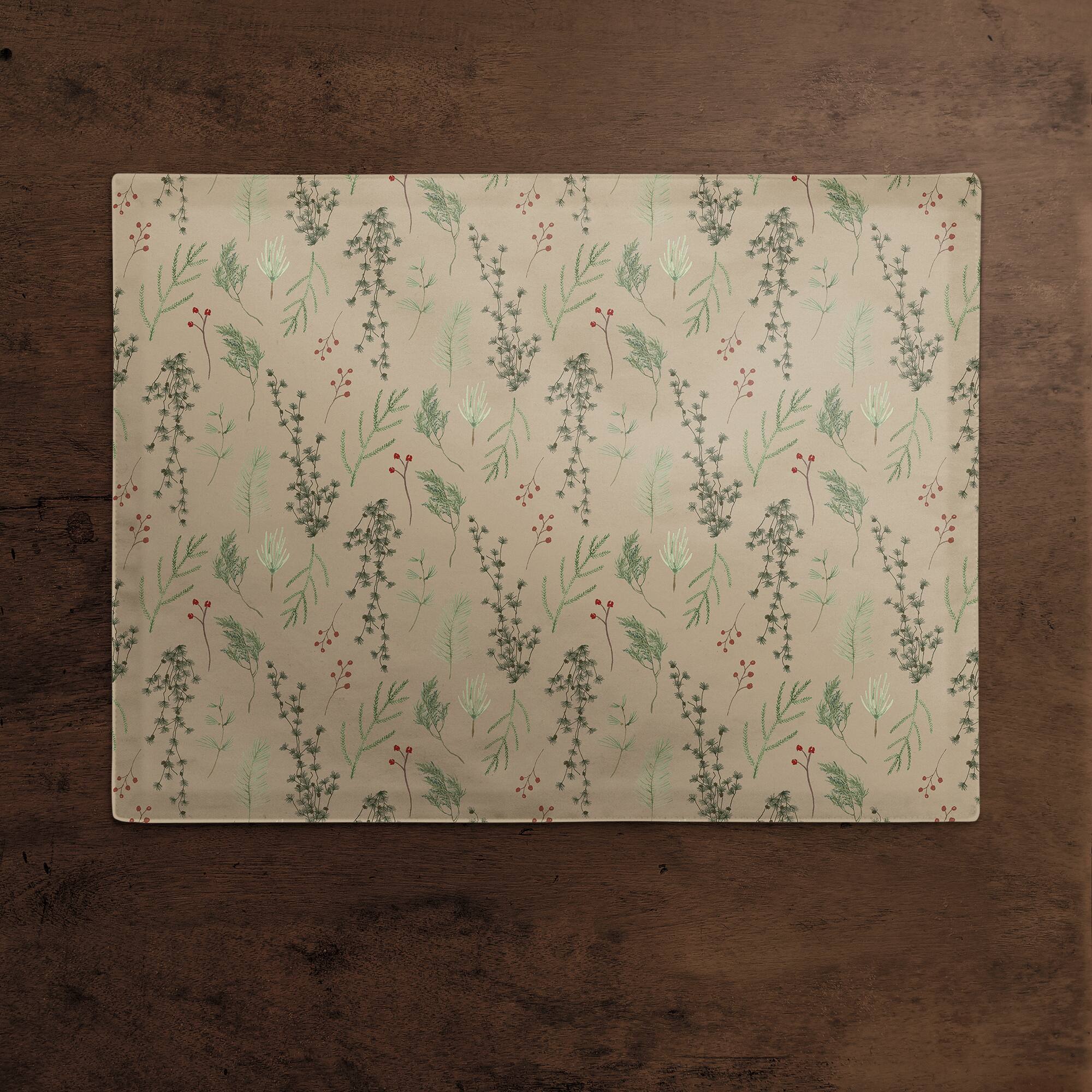 Pine Greenery on Cotton Twill Placemat